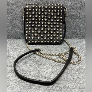 Silver/Diamond Studded Crossbody Bag with Silver Chain